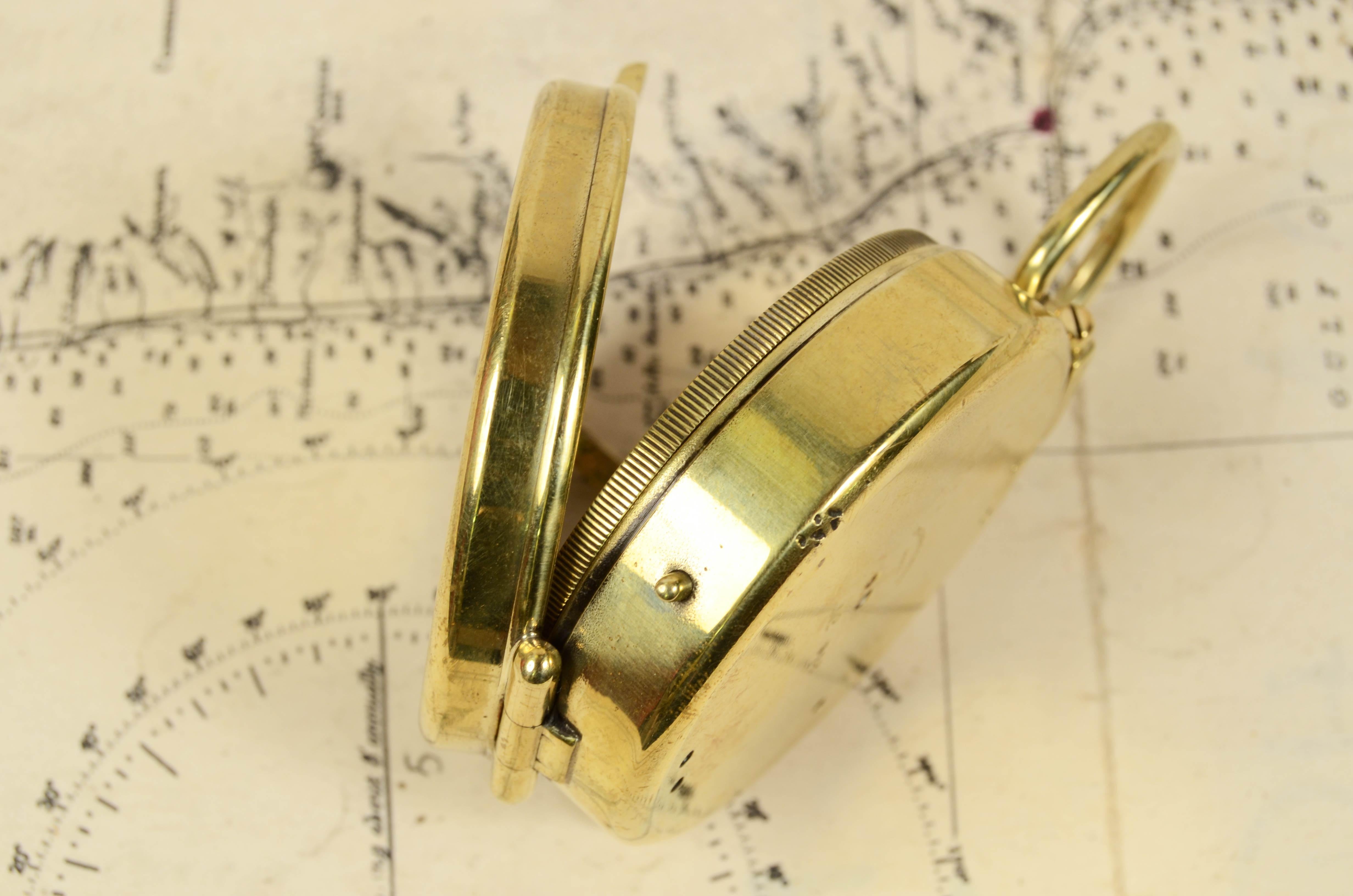 1918s Antique Magnetic Brass Pocket Compass Signed Cruchon & Emons Paris N. 918 1