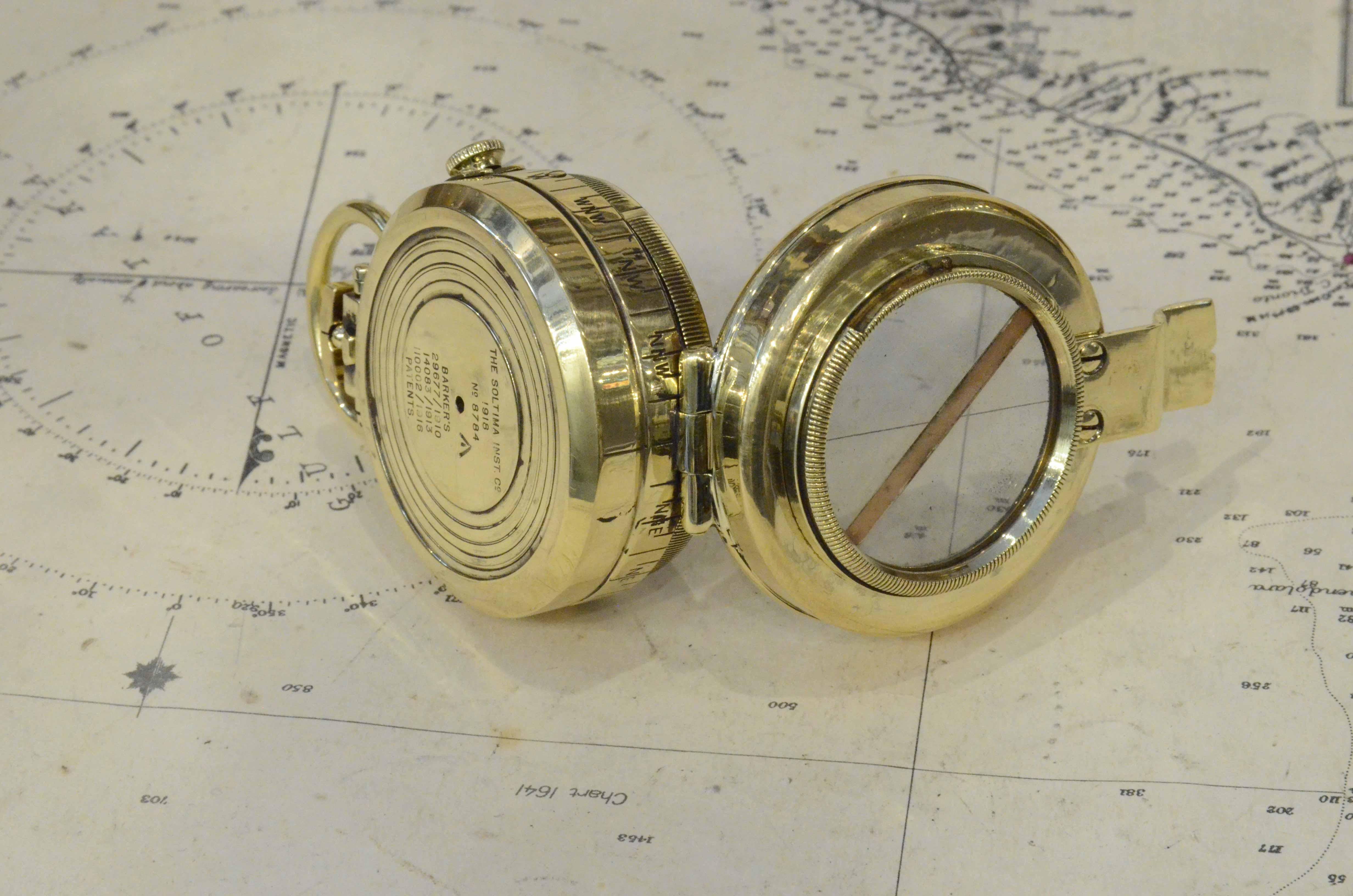 1918s Barke's Magnetic Nautical Pocket Compass Antique Marine Navigation Device 6