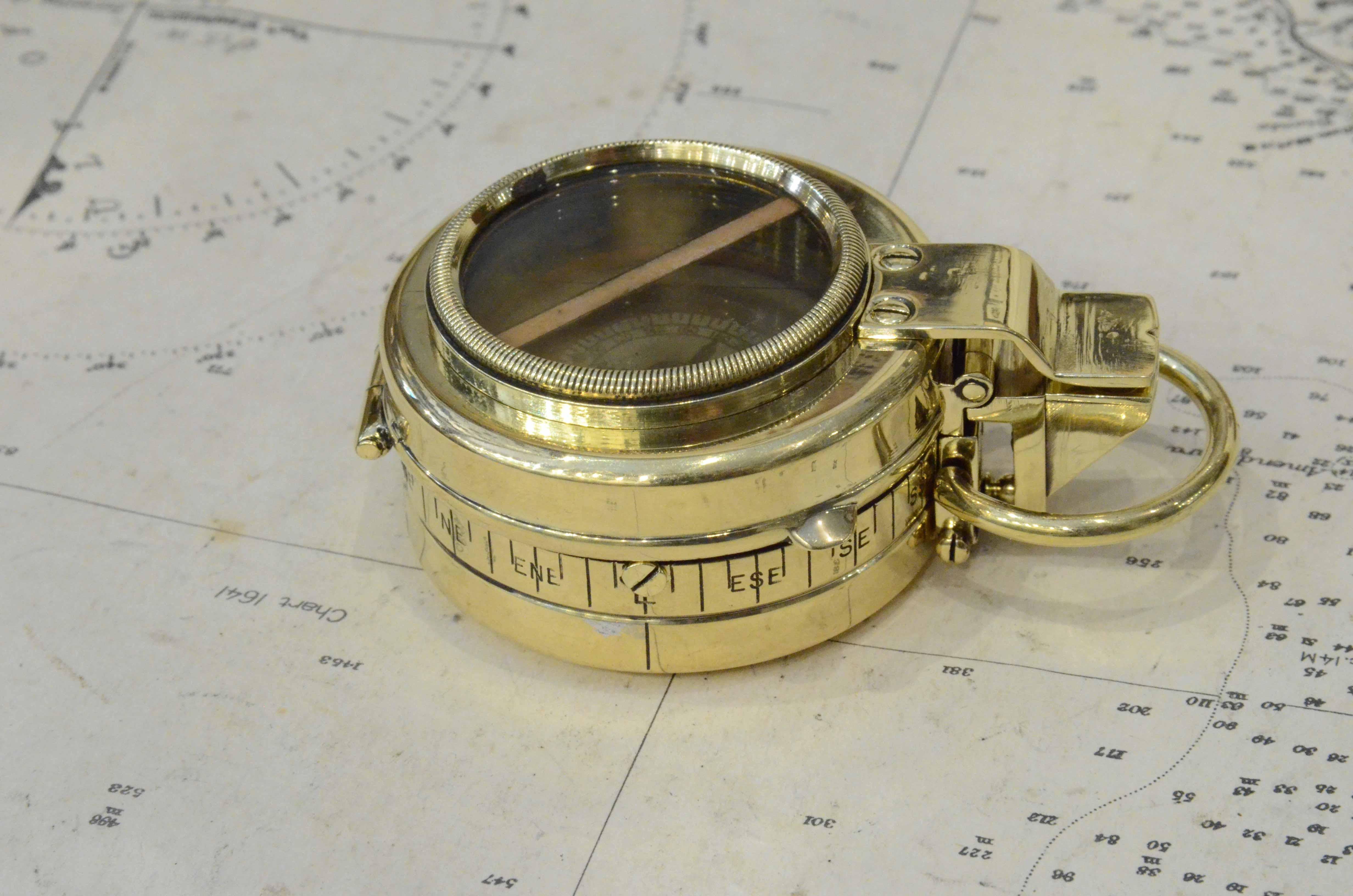 1918s Barke's Magnetic Nautical Pocket Compass Antique Marine Navigation Device 8