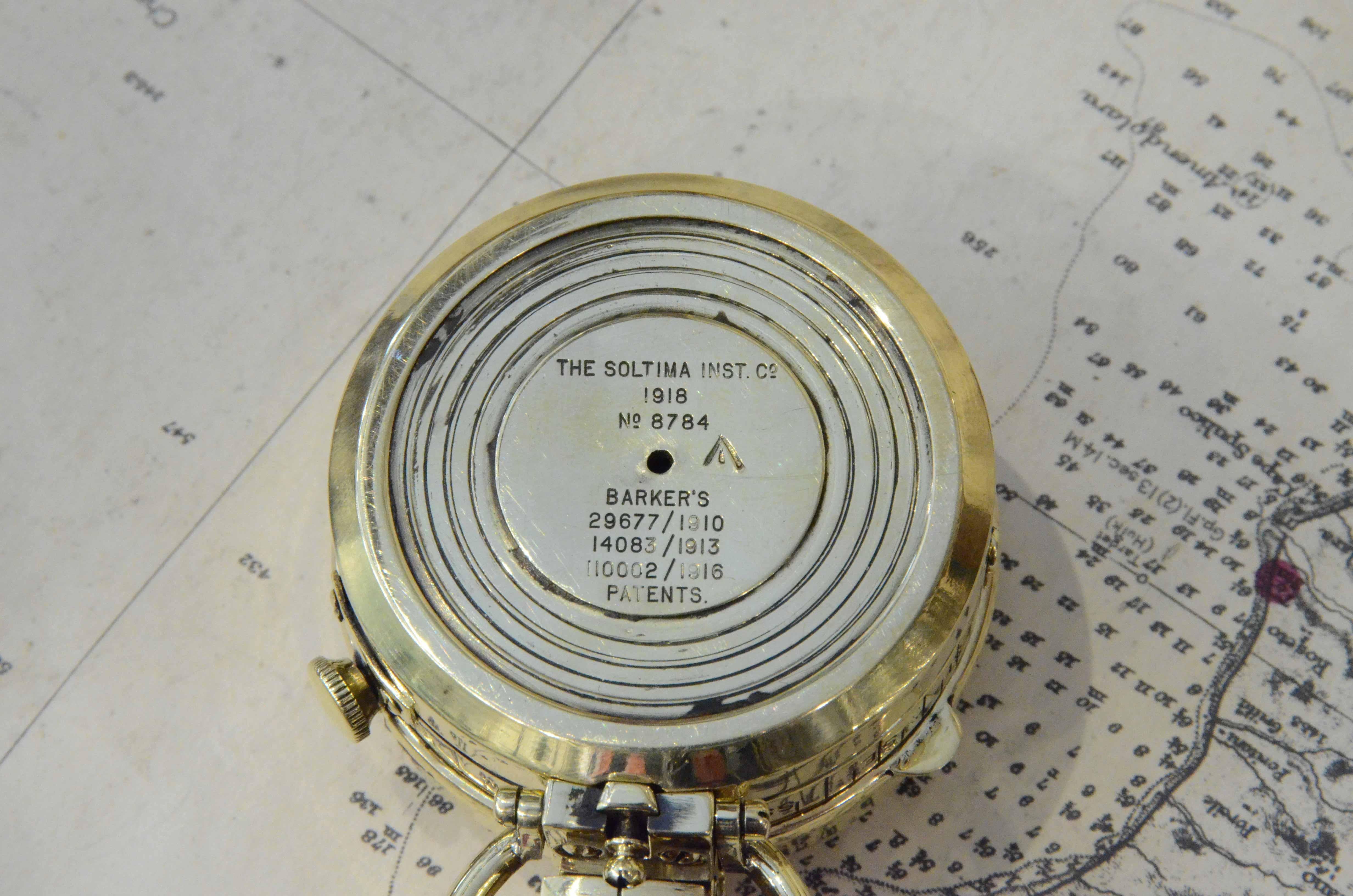 1918s Barke's Magnetic Nautical Pocket Compass Antique Marine Navigation Device 10