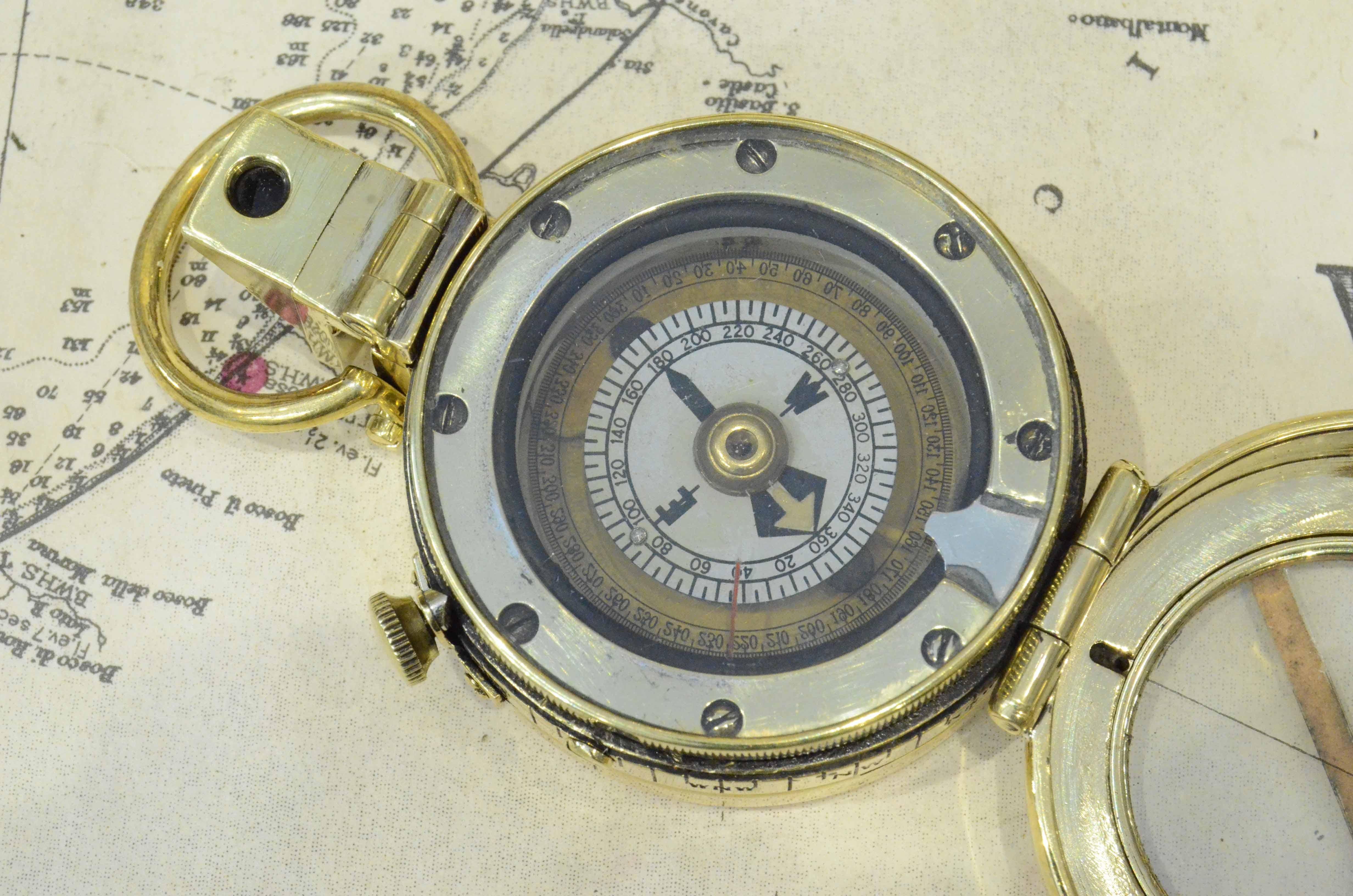 1918s Barke's Magnetic Nautical Pocket Compass Antique Marine Navigation Device 1
