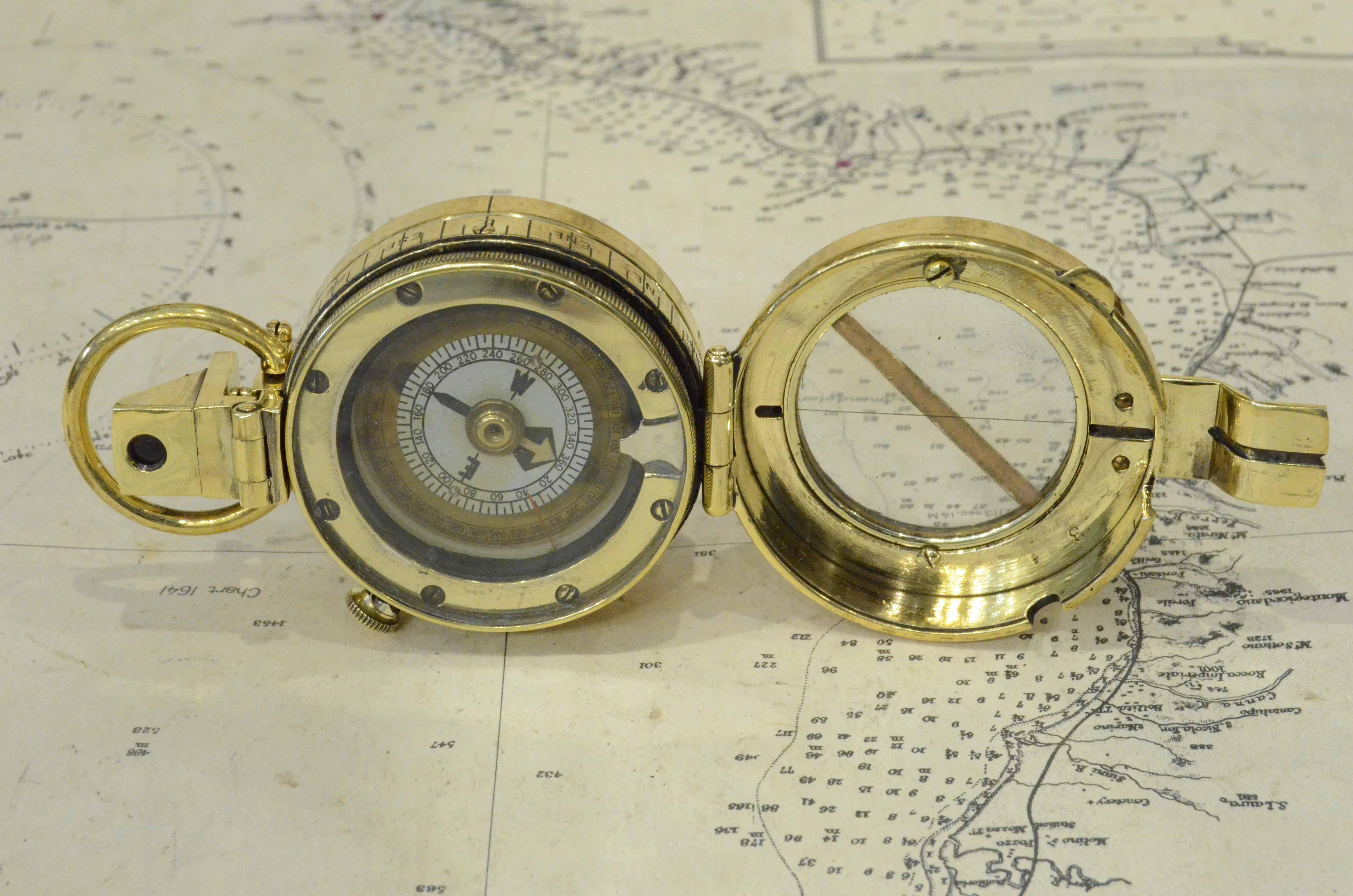 1918s Barke's Magnetic Nautical Pocket Compass Antique Marine Navigation Device 3