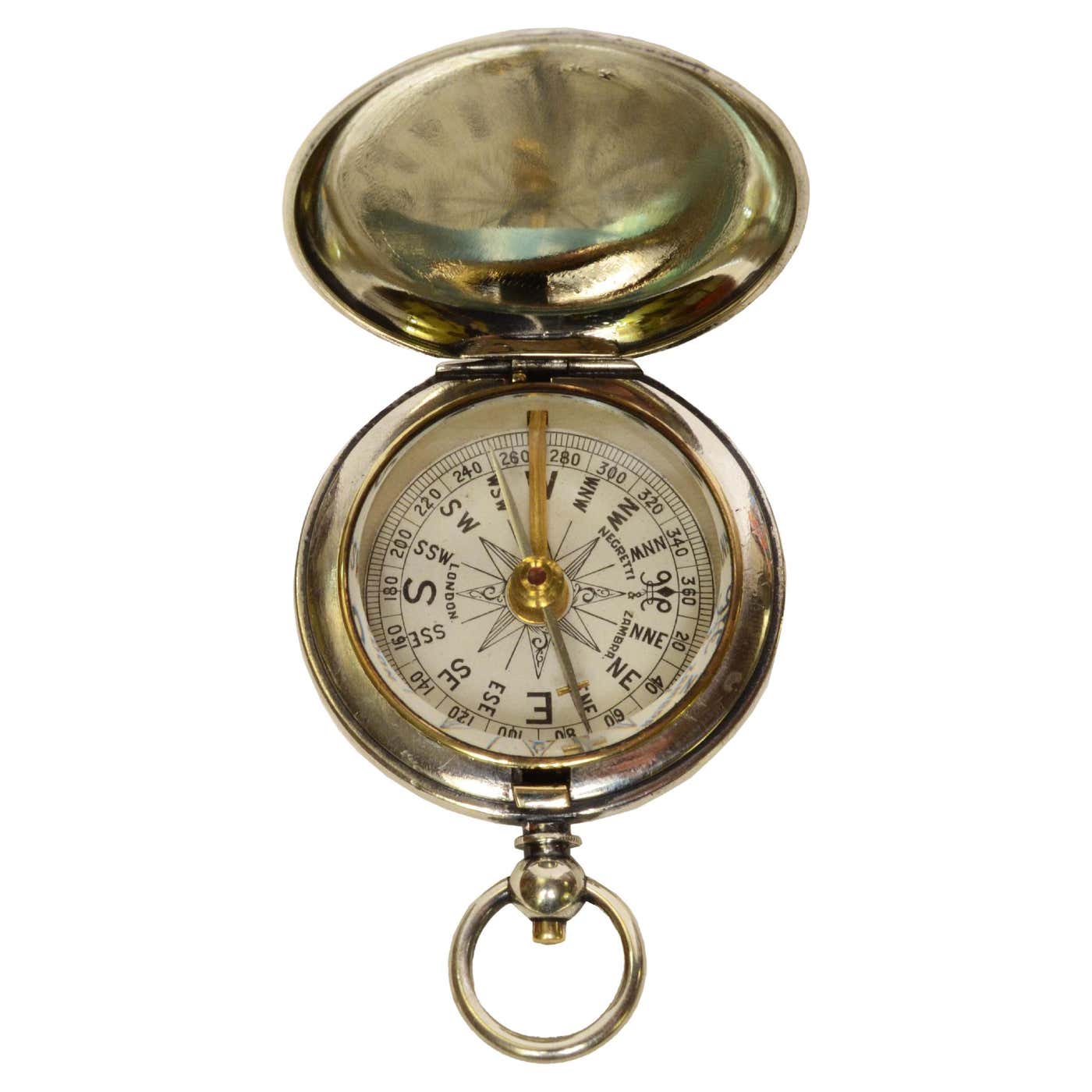 1918s Small Brass Magnetic Pocket Compass Signed Negretti and Zambra ...