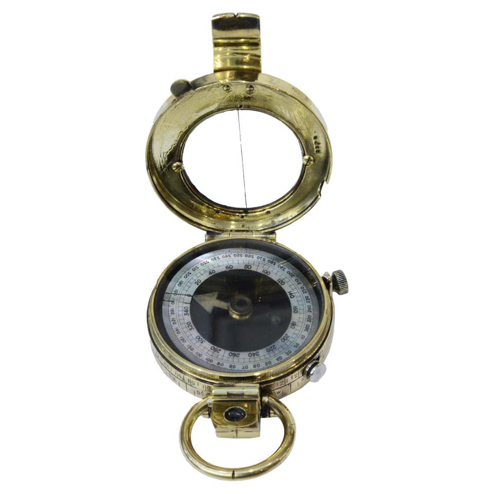 Compass In English 1920s Small Brass Terrestrial English Pocket Compass Antique Scientific ...