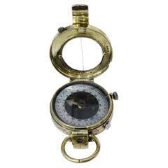 1918s Small Brass Pocket Nautical Compass Used Marina Navigation Instrument