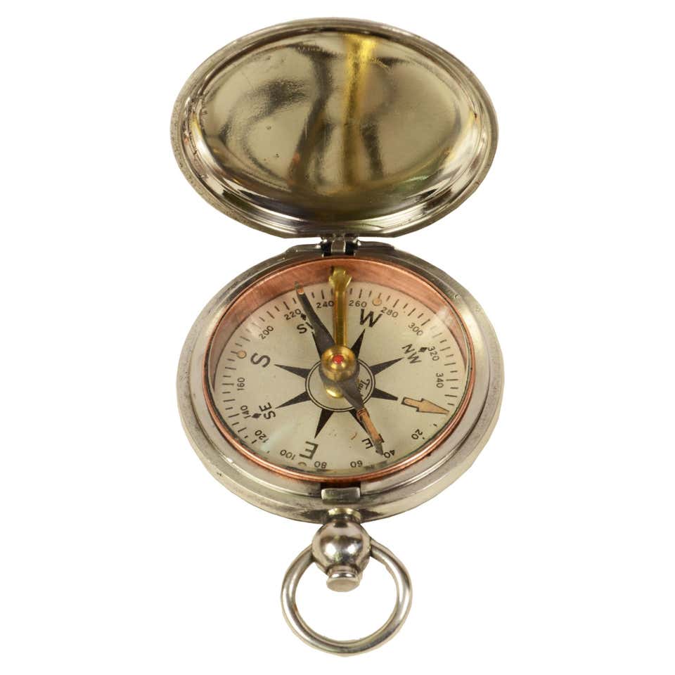 Compass First Model US Army Pocket Compass First World War Chromed Brass at 1stDibs