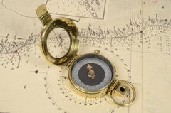 1918s Small Pocket Nautical Brass Magnetic Compass Signed F.L French Limited