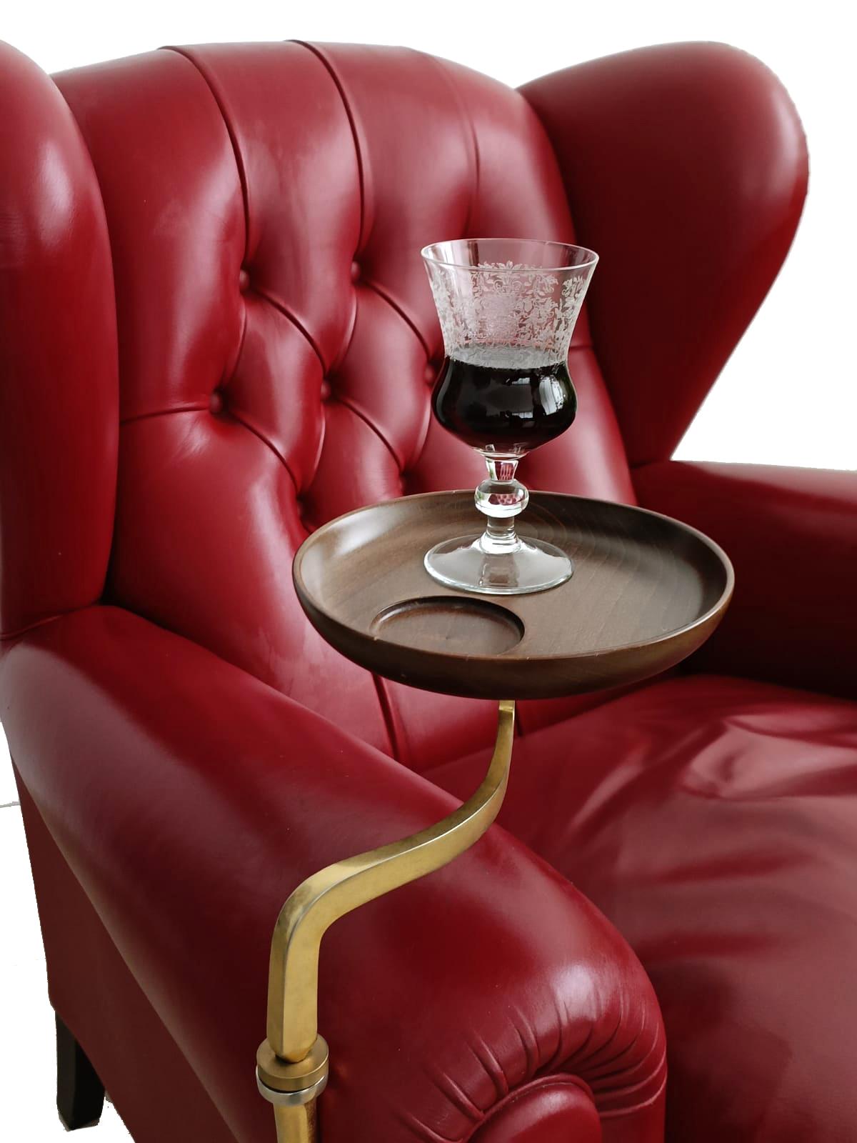 1919 Armchair Bergere Model in Century Leather Red Colour with Ashtray 4