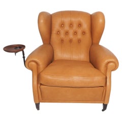 1919 Armchair Bergere Model in Century Leather Tobacco Colour with Ashtray