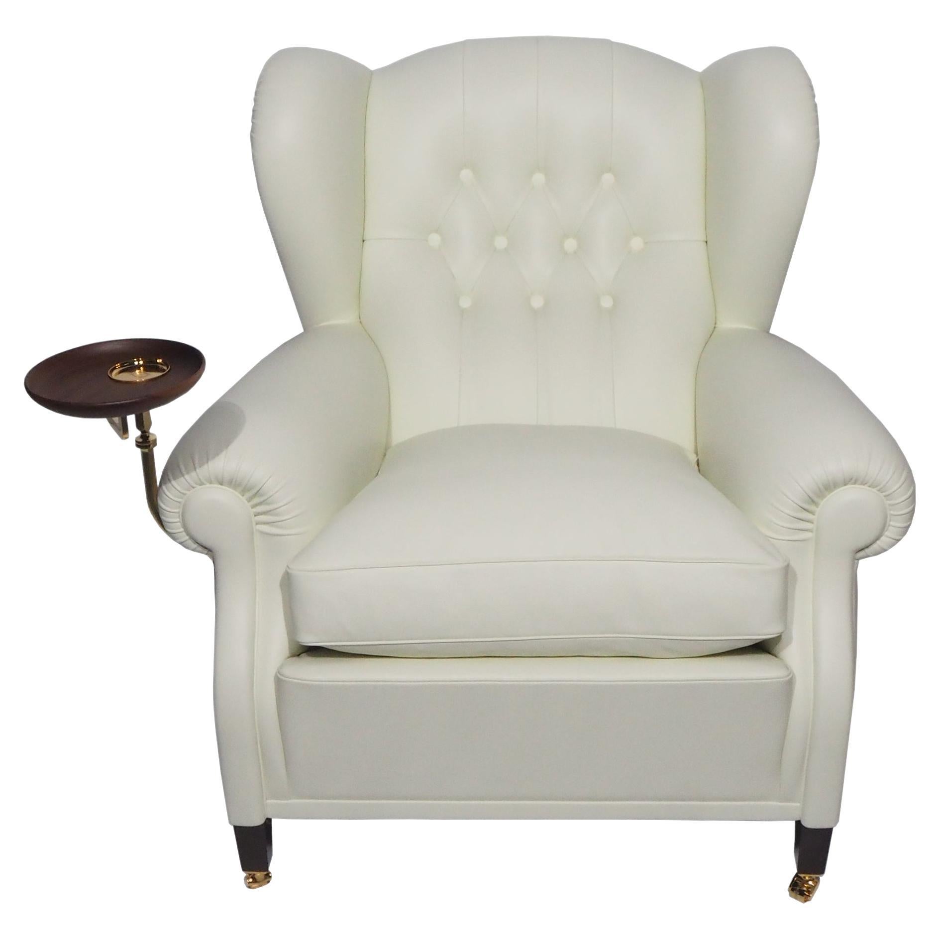 1919 Armchair Bergere Model in Pelle SC 0 Polare Leather with Ashtray For Sale