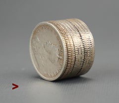 1919 Colonial British Vanity Pill Box ten 1/4 Rupee Coins 917 Silver / 14.22 gr