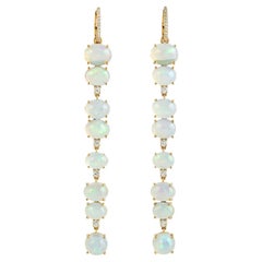 19.19 ct Ethiopian Opal Dangle Earrings With Diamonds Made In 18K Yellow Gold