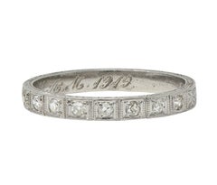 1919 Early Art Deco Diamond Platinum Orange Blossom Antique Wedding Band Ring