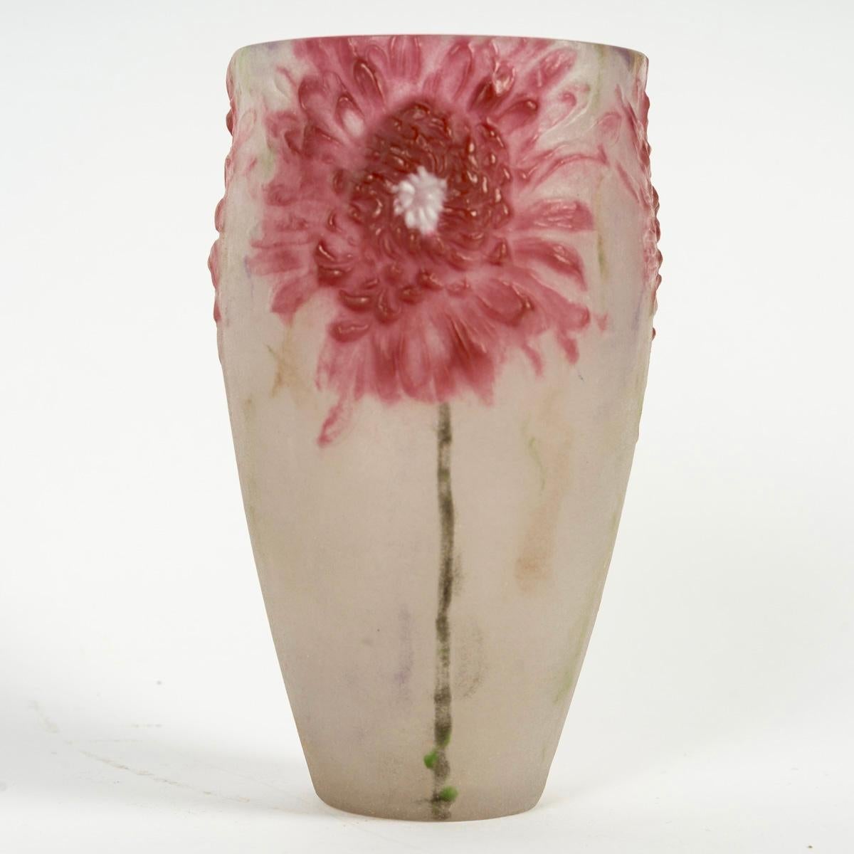 Art Déco 1919 Gabriel Argy-Rousseau - Vaso Crisantemo in vetro Pate De Verre in vendita