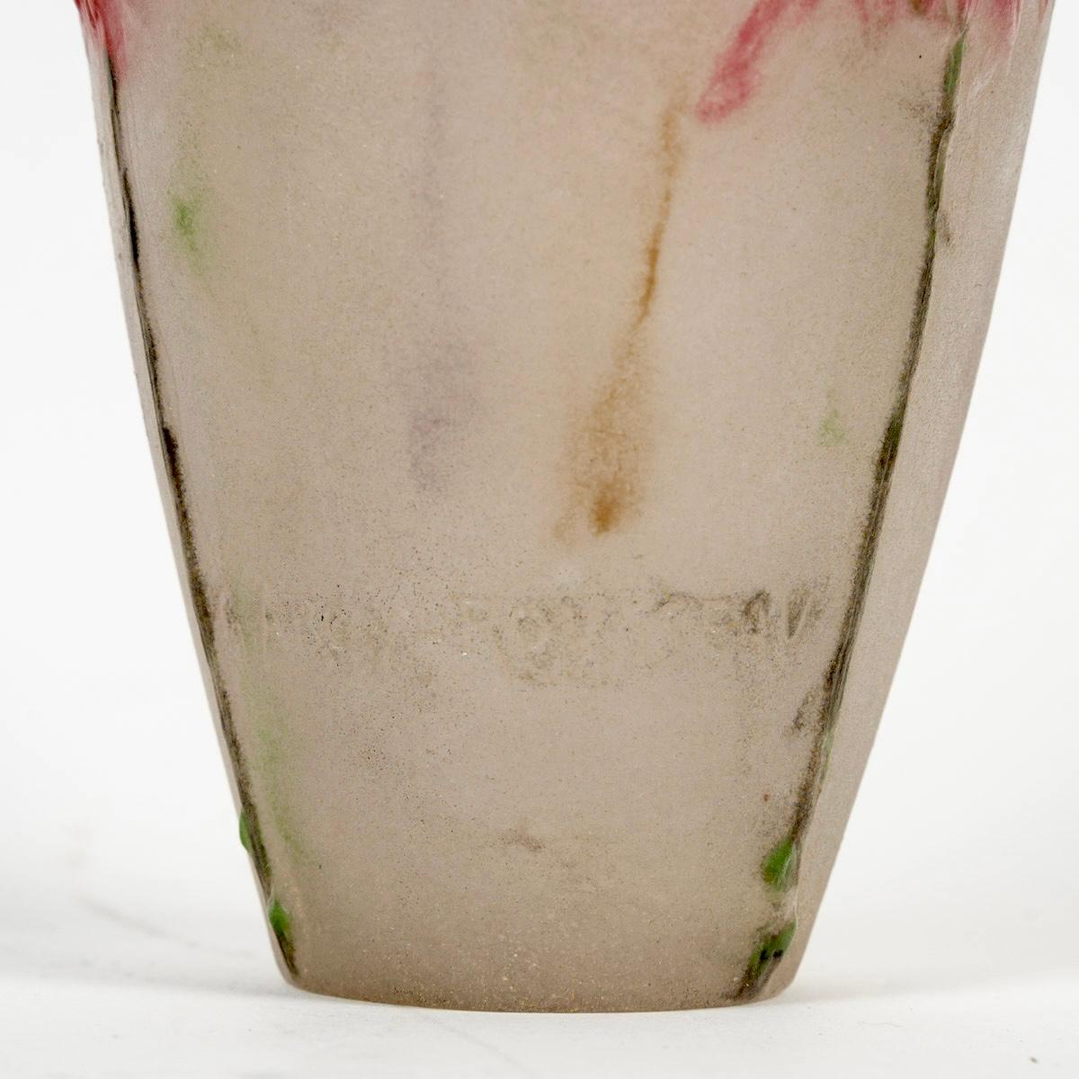 Stampato 1919 Gabriel Argy-Rousseau - Vaso Crisantemo in vetro Pate De Verre in vendita