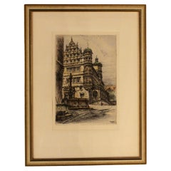 Lithographie allemande colorée à la main de Rothenburg par Paul Geisler, 1919