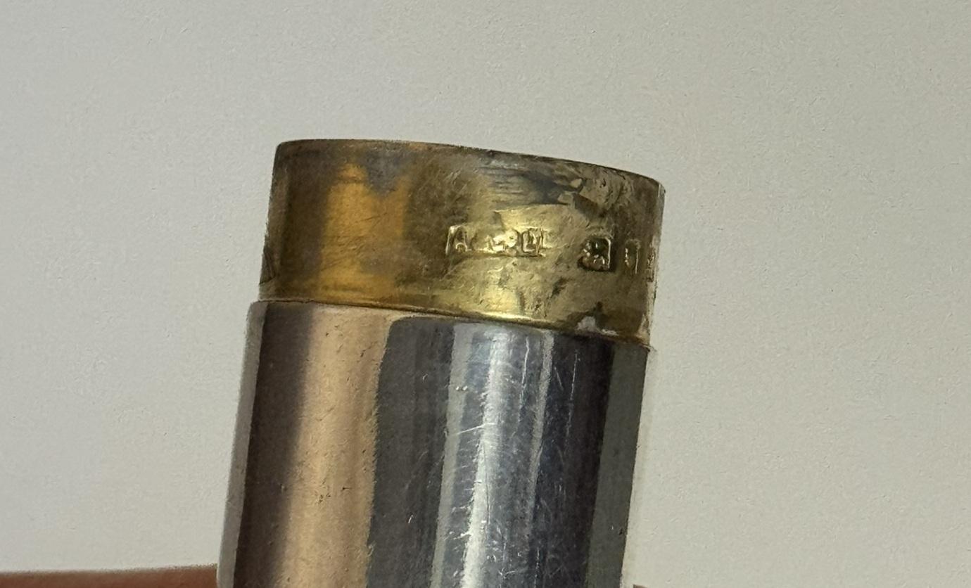 1919 HALLMARKED STERLiNG SILBER GOLD GILT ASPREY & CO LONDON PILL BOTTLE OR TUBE 3