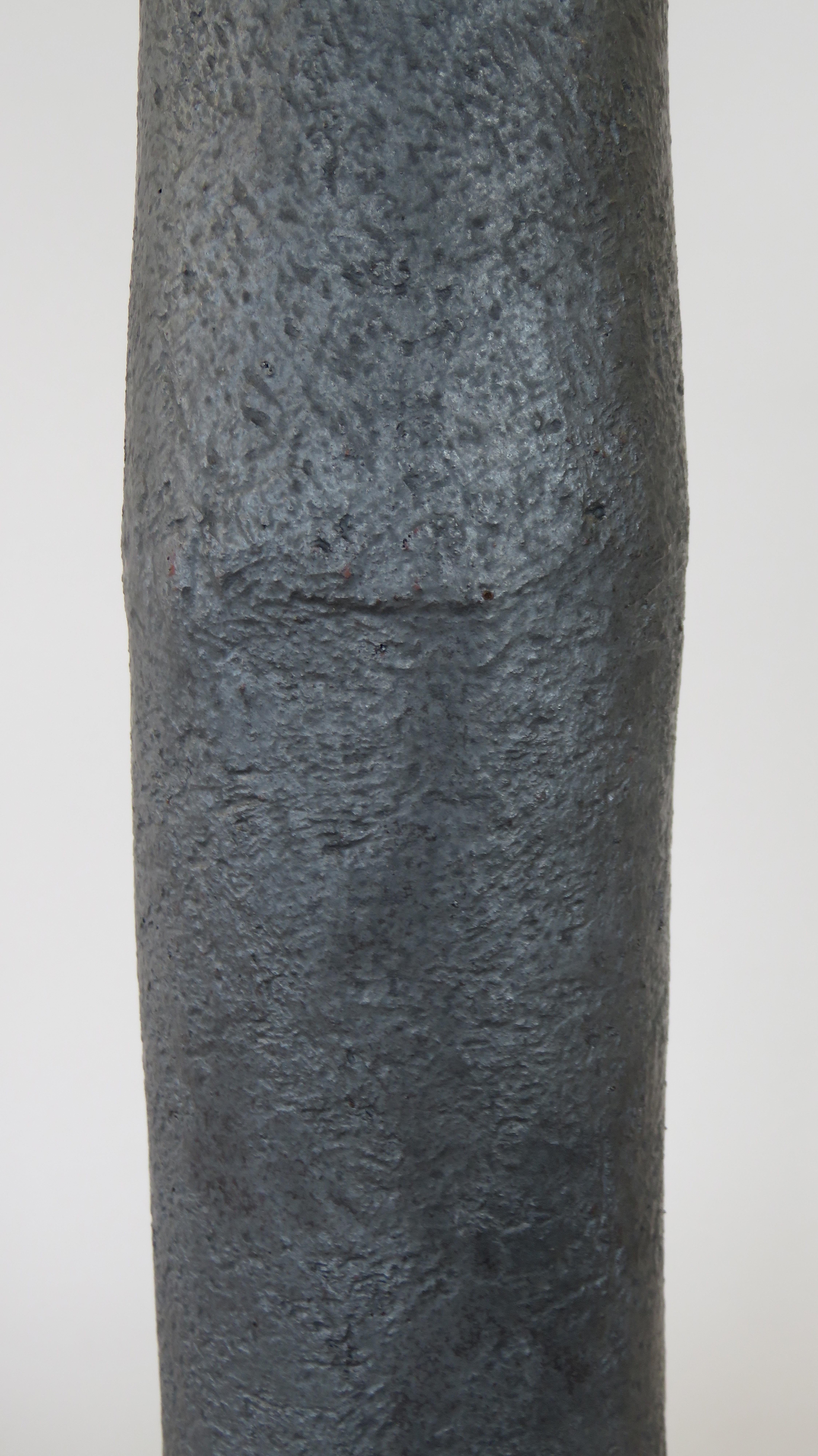 Tall, Tubular Metallic Black Ceramic Stoneware Vase, Hand Built 19 Inches Tall 1