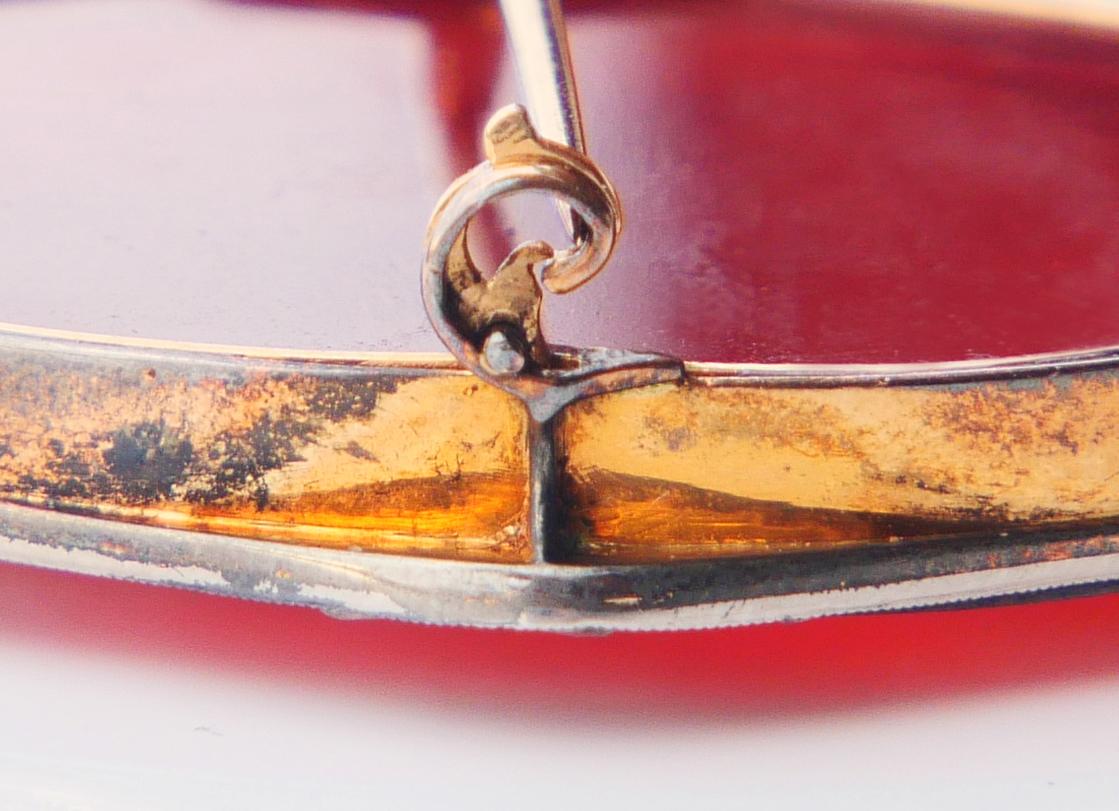 1919 Ciondolo Spilla Bacco Cameo Rosso Onice Diamanti Oro massiccio 18K Argento/ 26gr in vendita 7