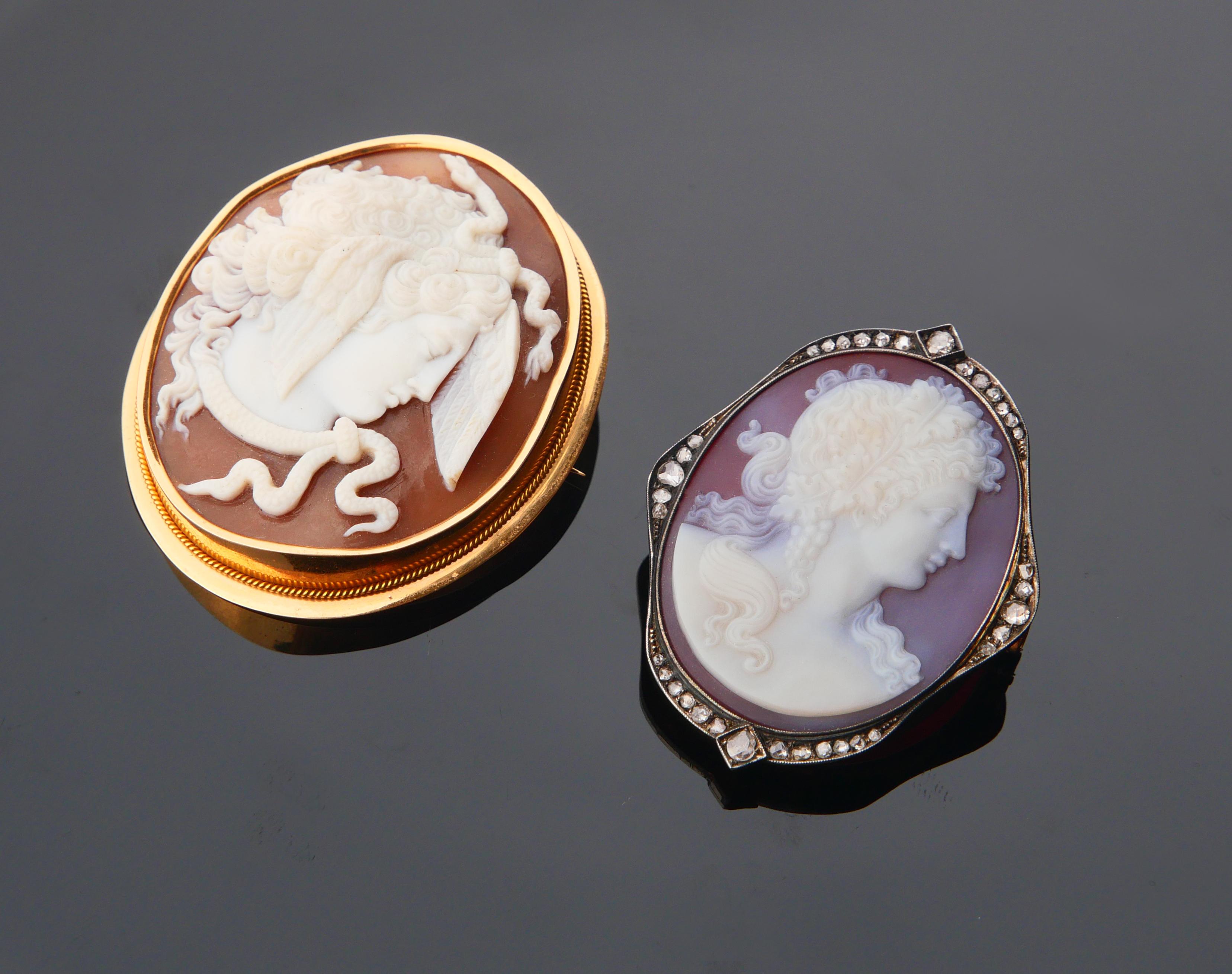 1919 Ciondolo Spilla Bacco Cameo Rosso Onice Diamanti Oro massiccio 18K Argento/ 26gr in vendita 13