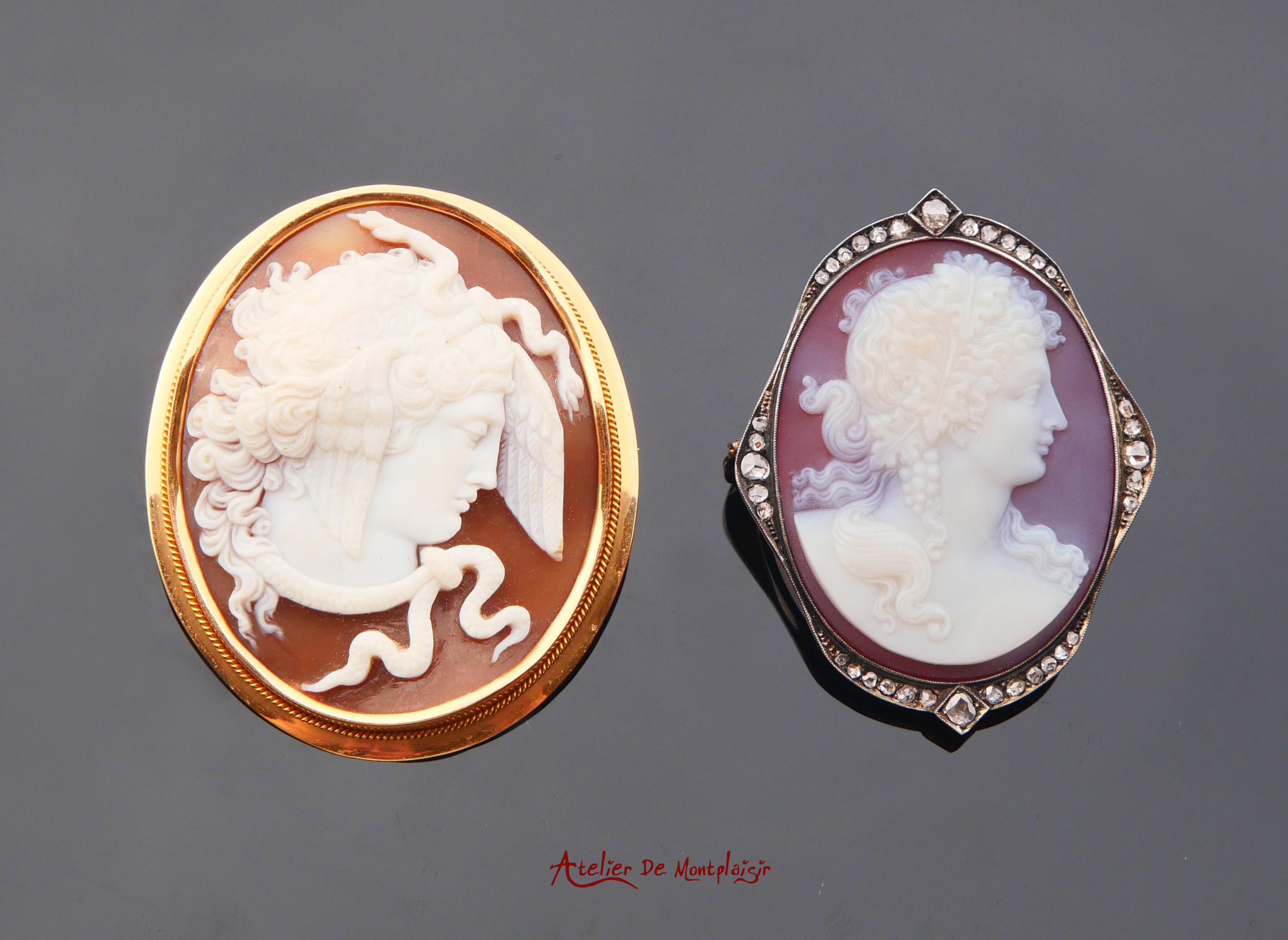 1919 Ciondolo Spilla Bacco Cameo Rosso Onice Diamanti Oro massiccio 18K Argento/ 26gr in vendita 14