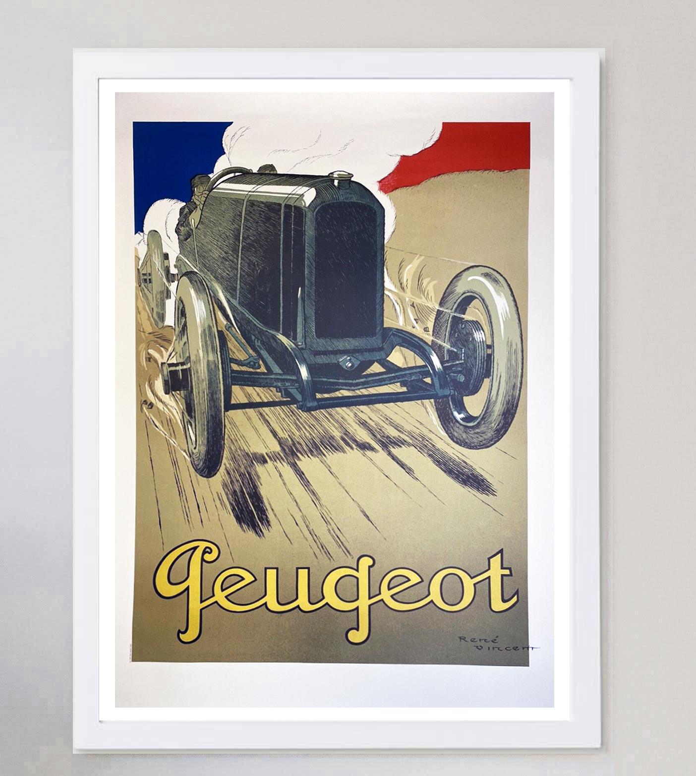 1919 Peugeot Original Vintage Poster In Good Condition For Sale In Winchester, GB