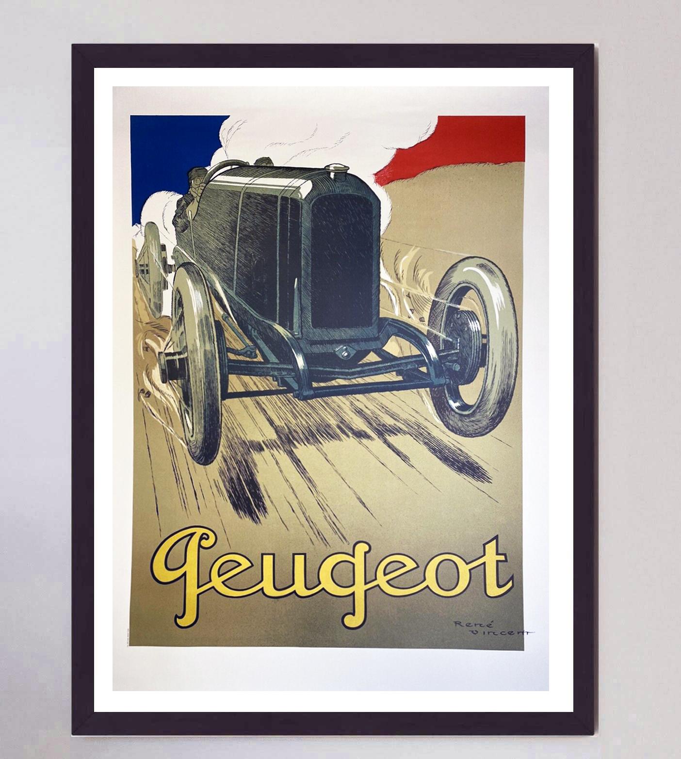 Early 20th Century 1919 Peugeot Original Vintage Poster For Sale