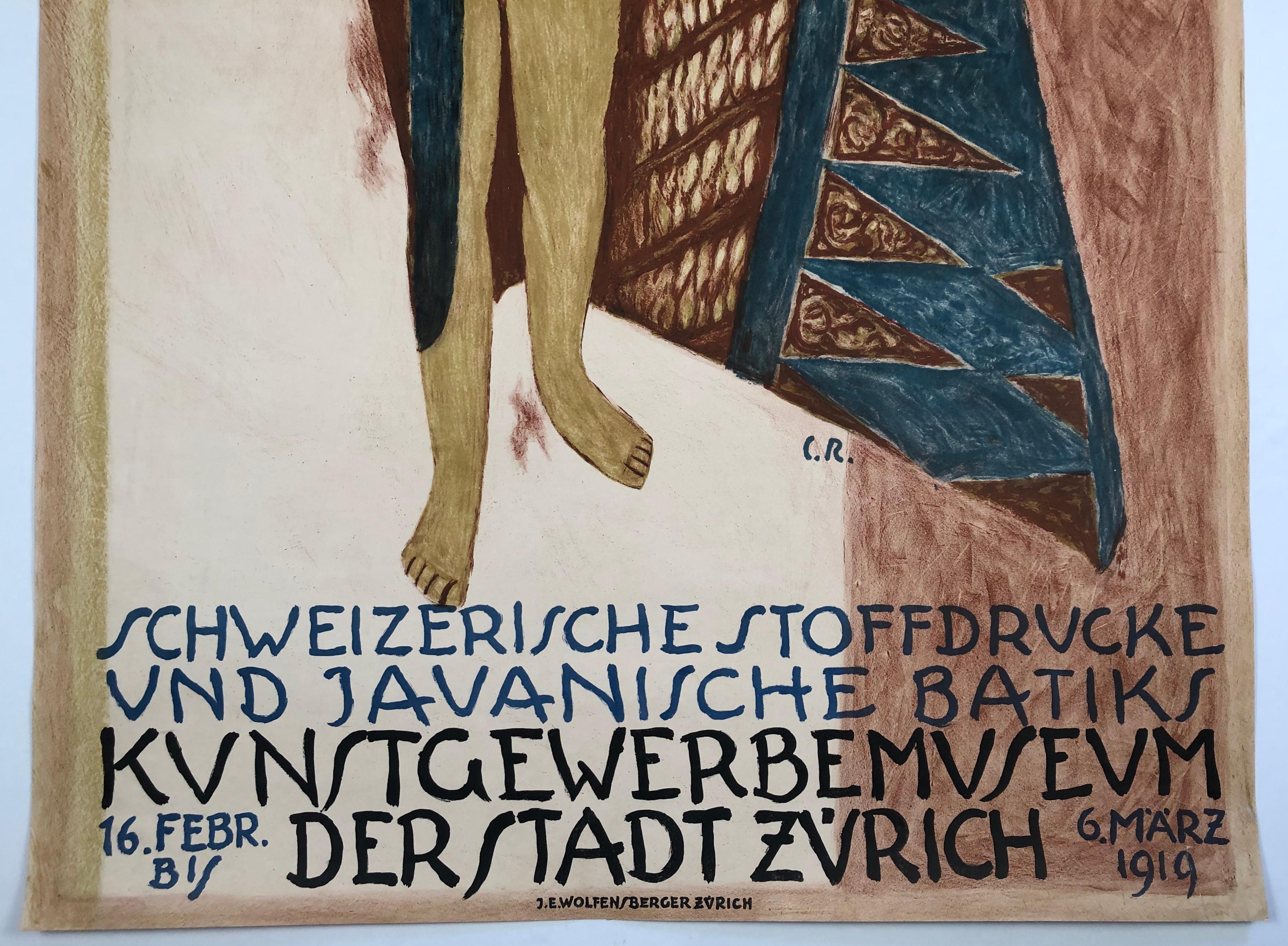 1919 Poster for Swiss Exhibition of Javanese Indonesian Batik Prints 1