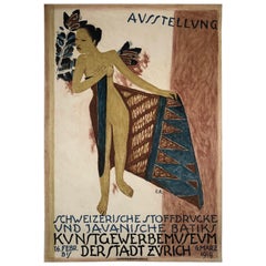 1919 Poster for Swiss Exhibition of Javanese Indonesian Batik Prints