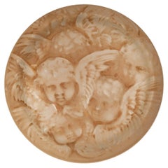1919 René Lalique, Box Anges Frosted Glass with Sepia Patina
