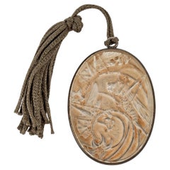 1919 René Lalique, Mirror Pendant Sauterelles Glass Sepia Patina on Silver Foil