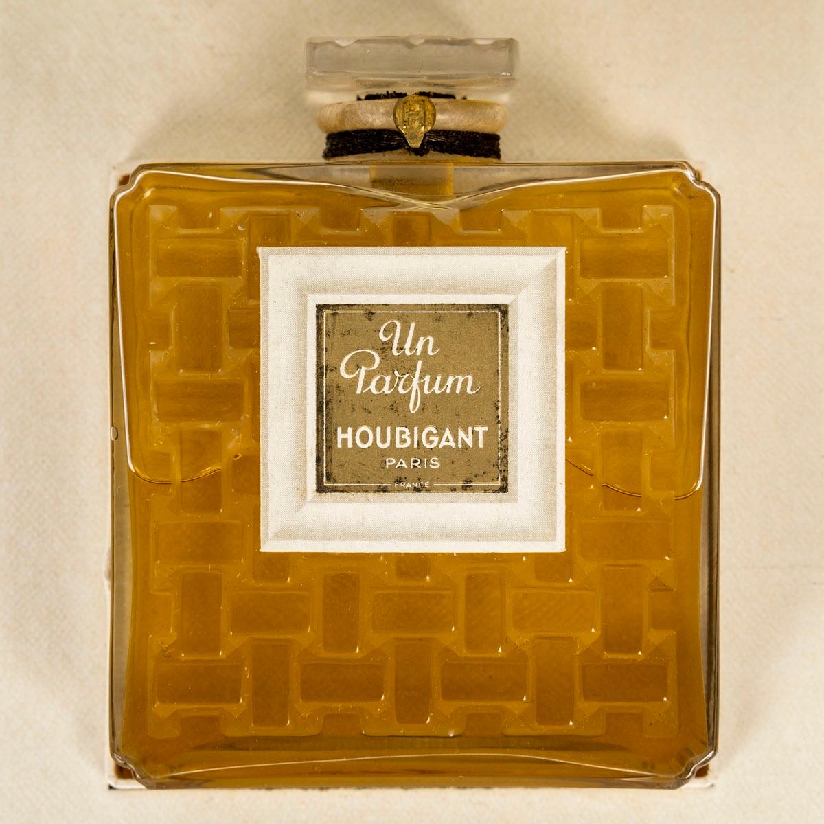 1919 René Lalique - Parfümflasche Houbigant Klarglas, versiegelt mit Box (Art déco) im Angebot