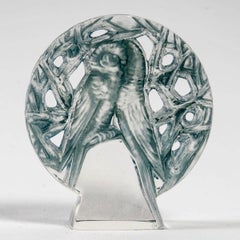1919 René Lalique - Verre Sceau Perruches à patine bleue - Perroquets