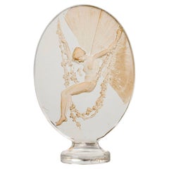 1919 René Lalique Stamp Seal Figurine Se Balancant Glass Sepia Patina