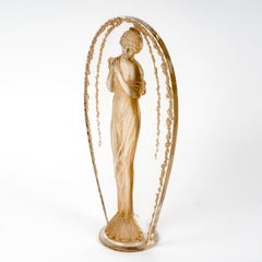 1919 René Lalique Statuette Grande Ovale Tete Penchee Woman Glass Sepia Patina