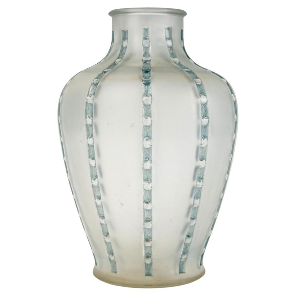 1921 René Lalique Poissons Vase Frosted Glass with Blue Patina at 1stDibs