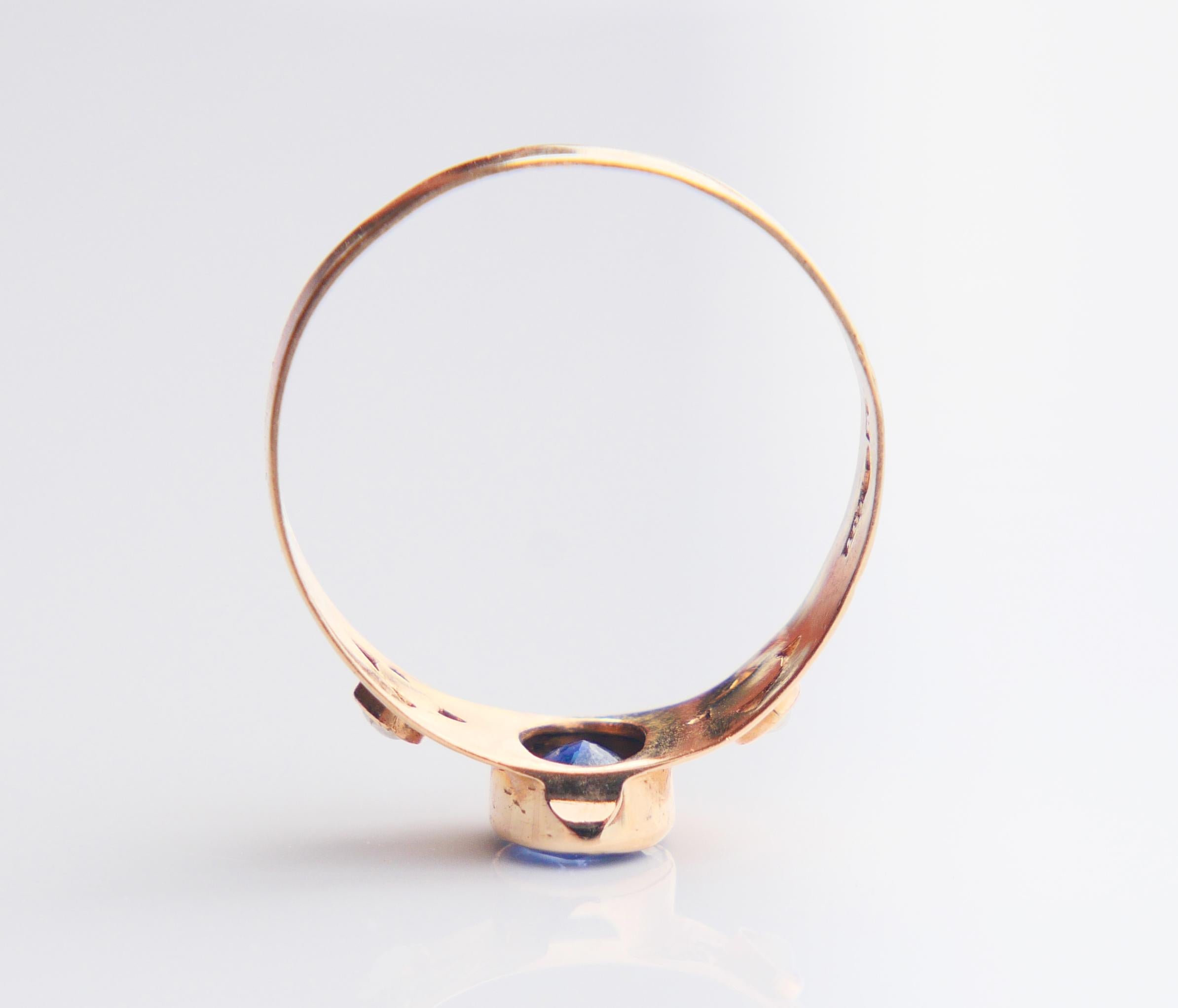 1919 Ring natürlich 1ct Blauer Saphir Perlen massiv 18K Gold Ø US7 / 1.6 gr im Angebot 5