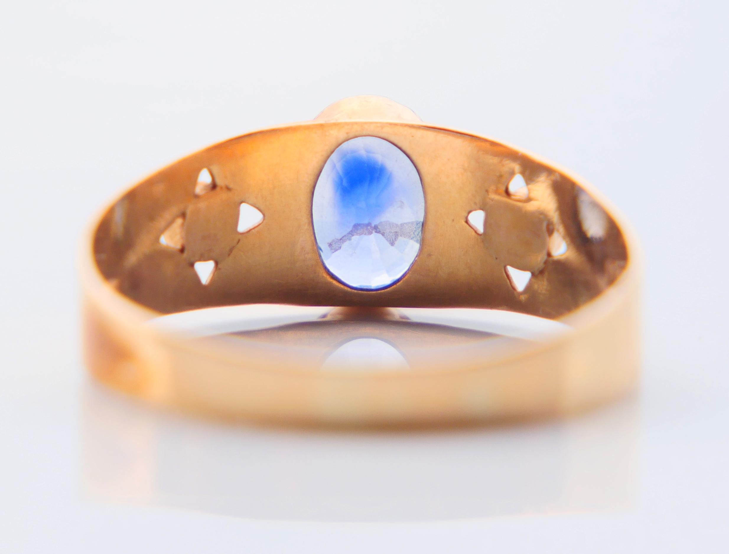 1919 Ring natürlich 1ct Blauer Saphir Perlen massiv 18K Gold Ø US7 / 1.6 gr im Angebot 4