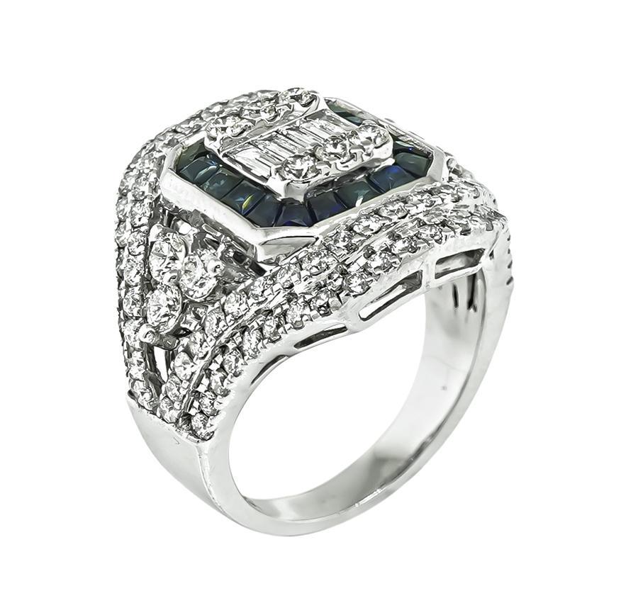 1,91ct Diamant 0,89ct Saphir Ring (Rundschliff) im Angebot