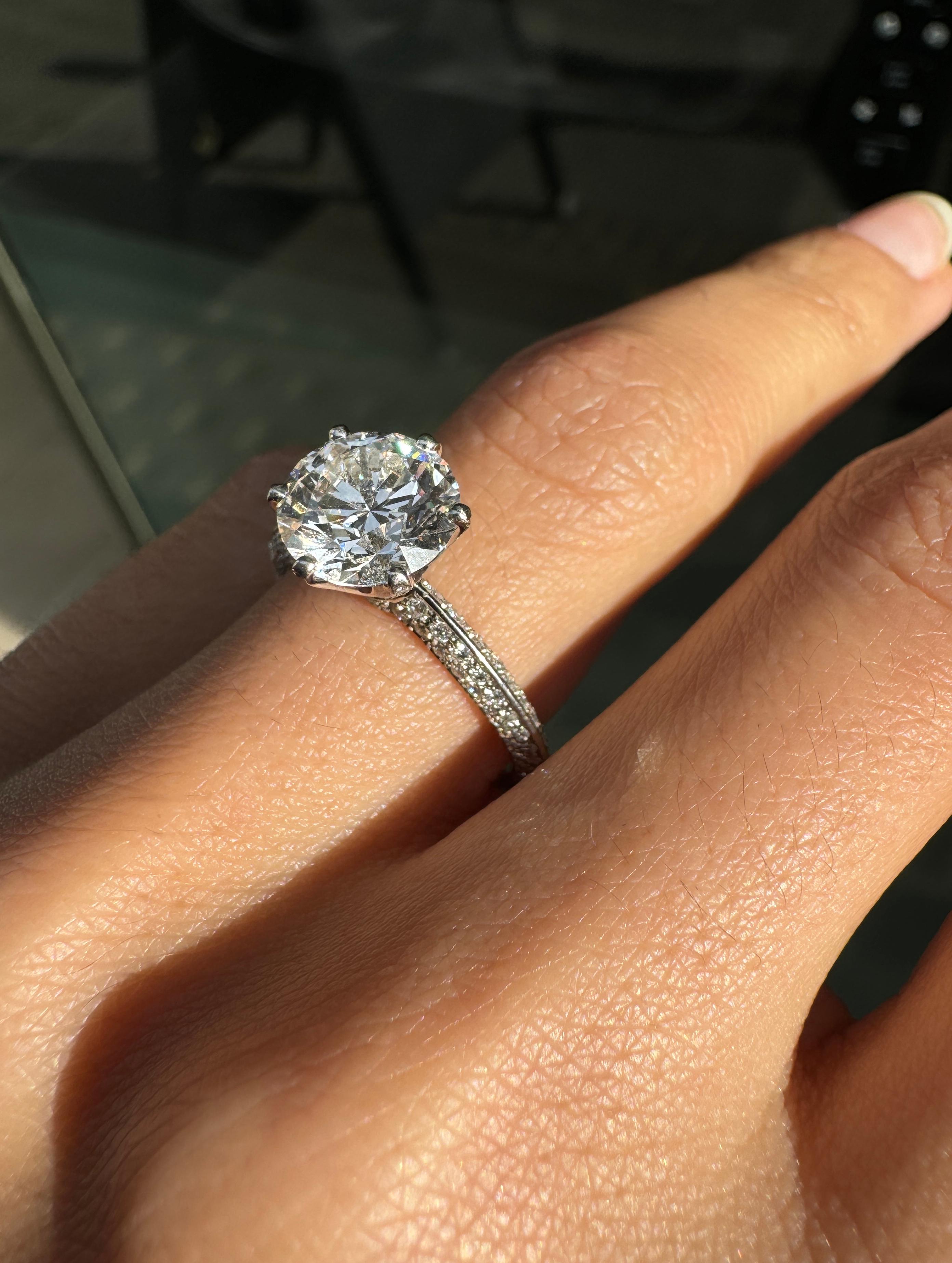 Women's 1.91ct F VVS2 Diamond Tiffany & Co. Pavé Setting Platinum Engagement Ring For Sale