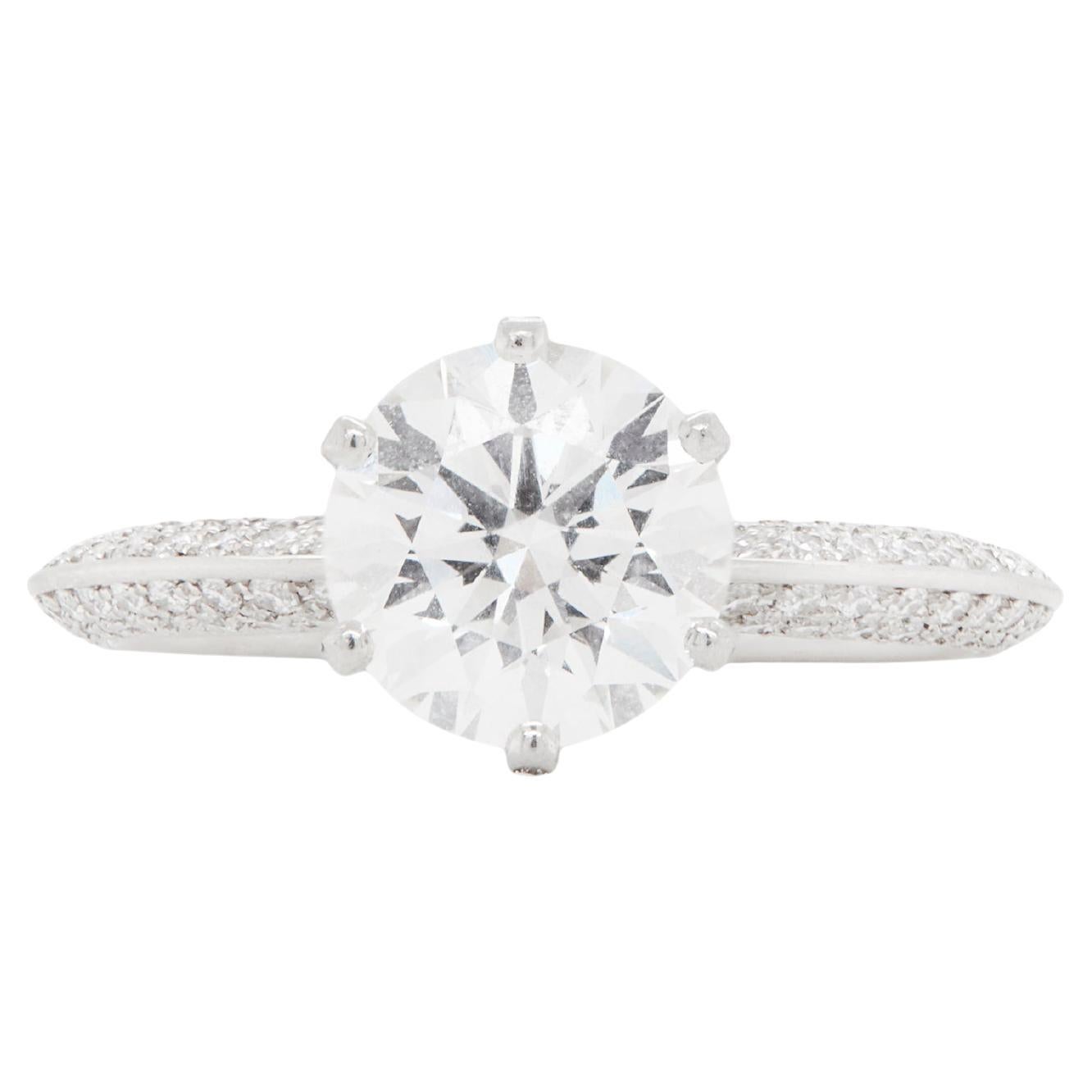 1.91ct F VVS2 Diamond Tiffany & Co. Pavé Setting Platinum Engagement Ring