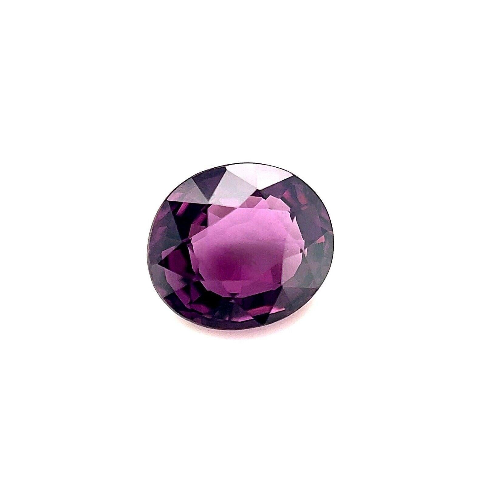 1.91ct Fine Deep Purple Spinel Natural Oval Cut 8x7mm Loose Rare Gem VS

Natural Deep Purple Spinel Gemstone.
Beautiful 1.91 Carat spinel with a deep purple colour. This spinel also has excellent clarity, VS.
A very clean stone with a very good oval