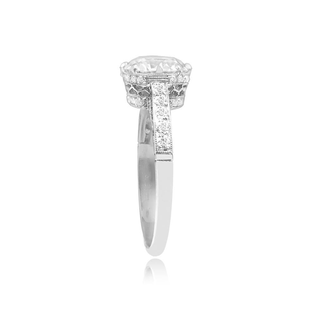 Art Deco 1.91ct Old European Cut Diamond Engagement Ring, VS1 Clarity, Platinum For Sale
