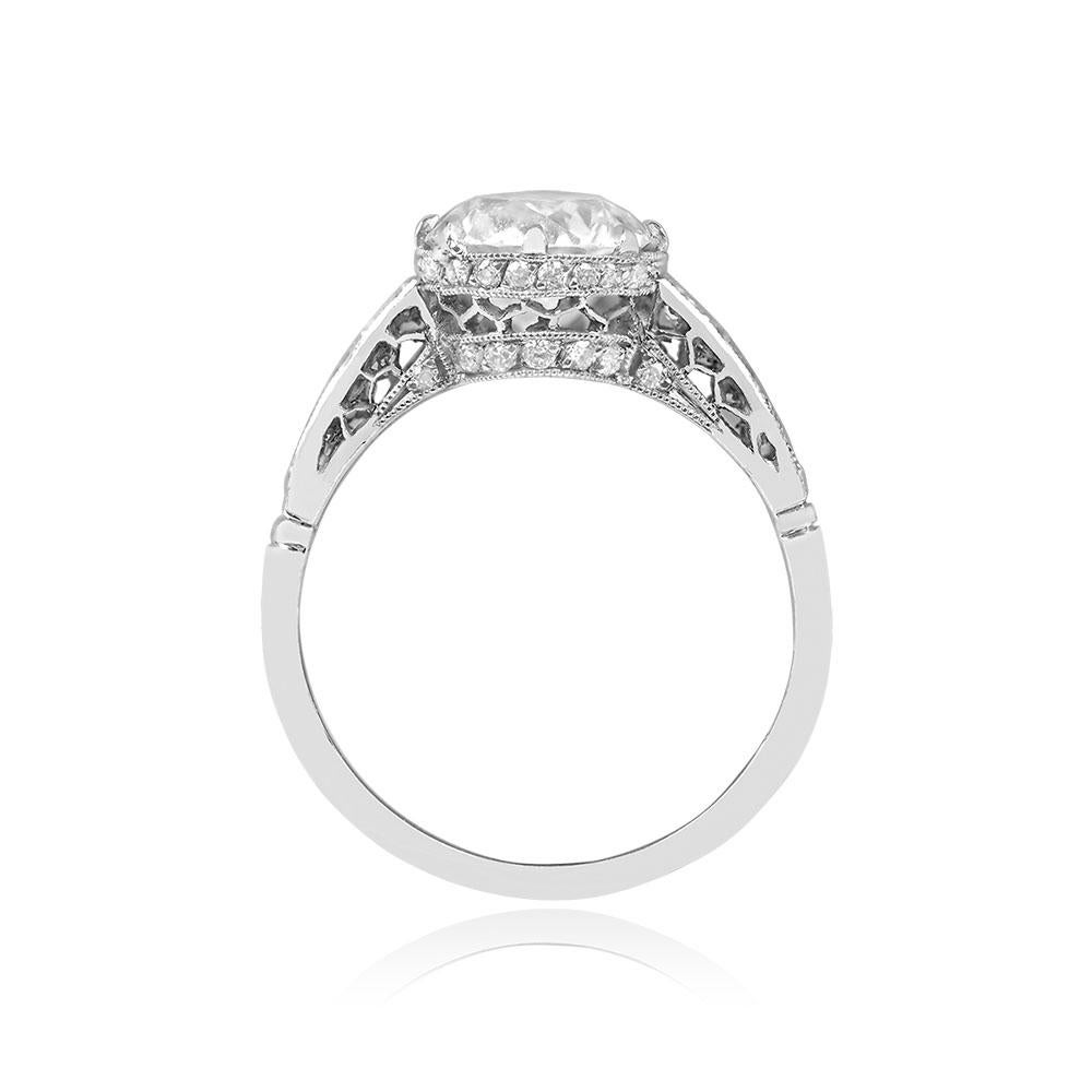 1.91ct Old European Cut Diamond Engagement Ring, VS1 Clarity, Platinum In Excellent Condition For Sale In New York, NY
