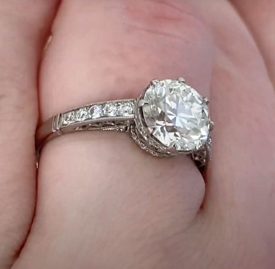 1.91ct Old European Cut Diamond Engagement Ring, VS1 Clarity, Platinum For Sale 1