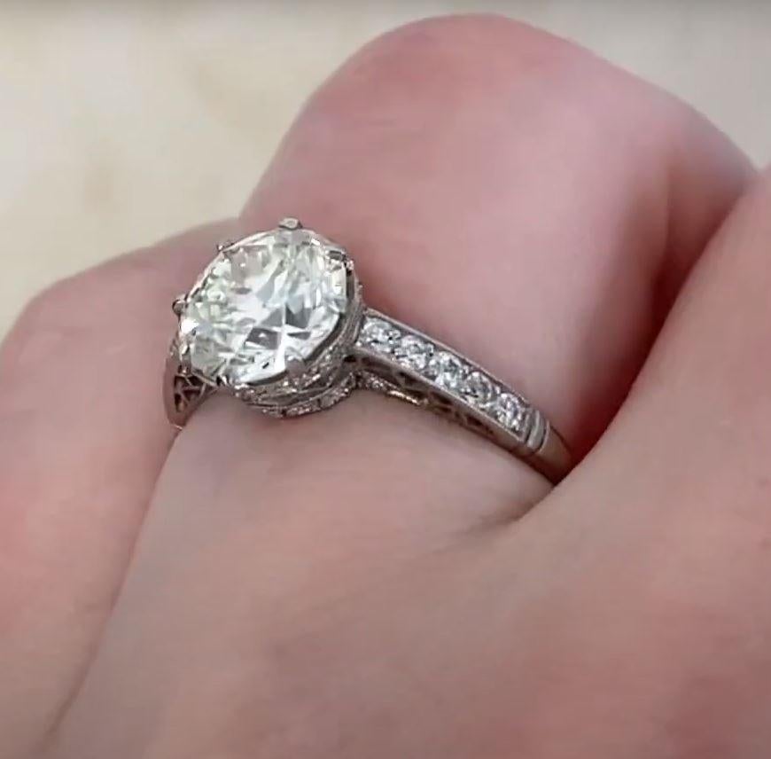 1.91ct Old European Cut Diamond Engagement Ring, VS1 Clarity, Platinum For Sale 2
