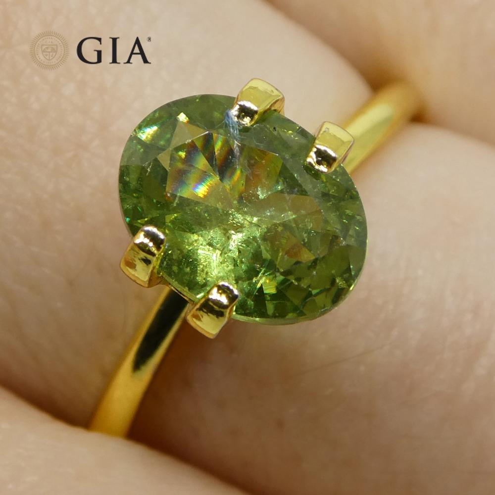 Brilliant Cut 1.91ct Oval Green Demantoid GIA Certified Unheated  For Sale