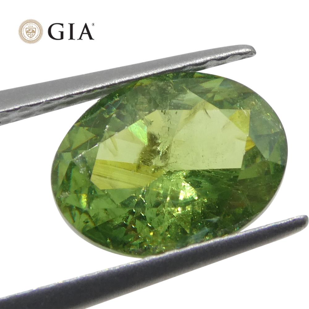 1.91ct Oval Green Demantoid GIA Certified Unheated  In New Condition For Sale In Toronto, Ontario