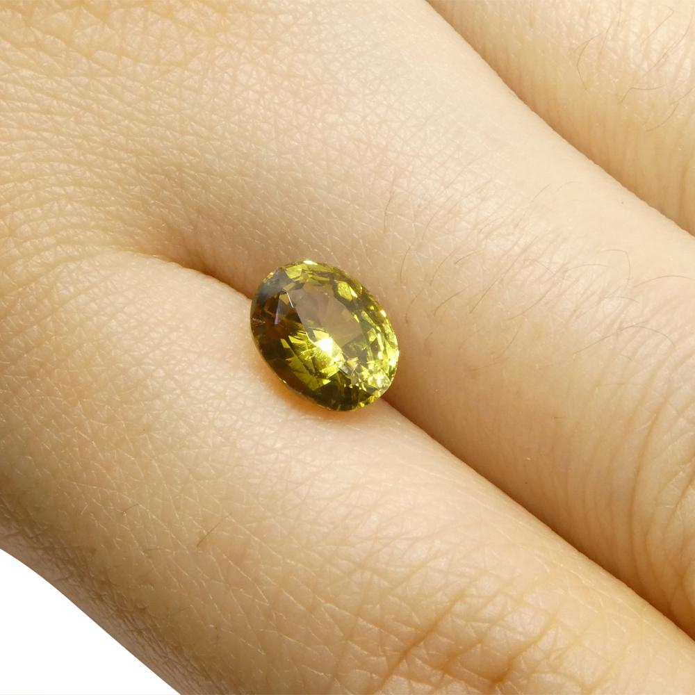 Women's or Men's 1.91ct Oval Yellow Chrysoberyl from Brazil For Sale