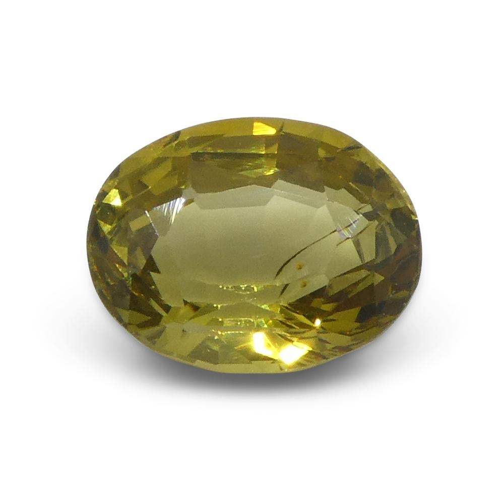 Oval Cut 1.91ct Oval Yellow Chrysoberyl from Brazil For Sale